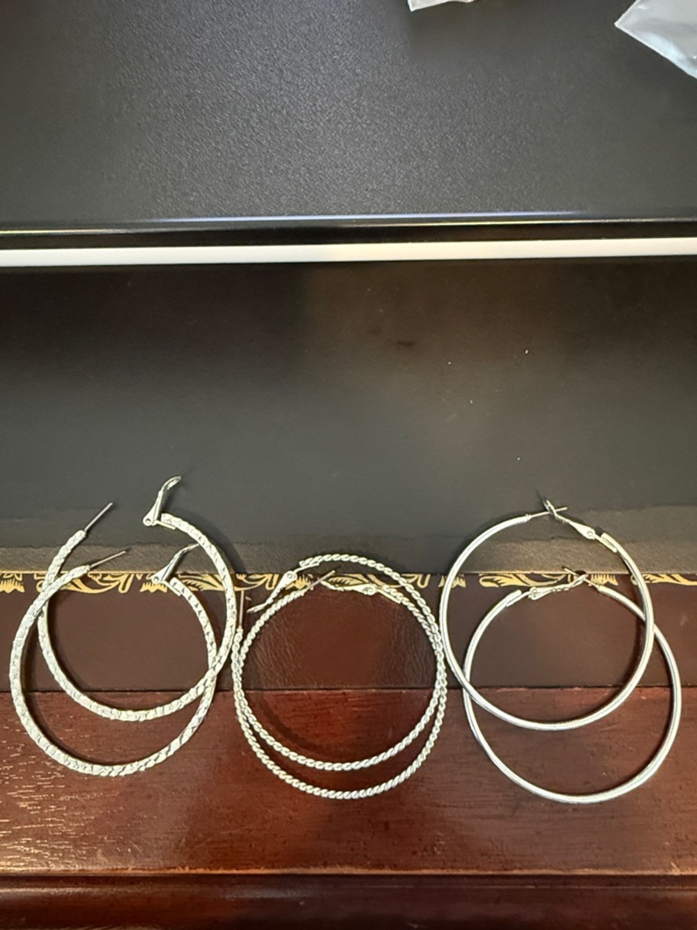 Women's Silver Hoop Earring Set - Trio of Textured and Smooth Styles